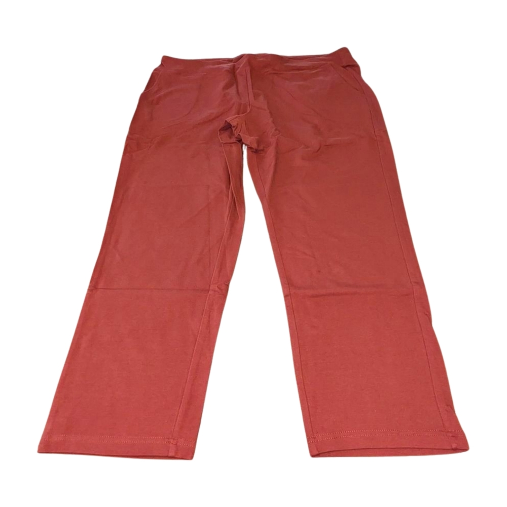 Denim&Co Active Marsala Wine Stretch Straight Leg Pull On Pants 2XP NWOT